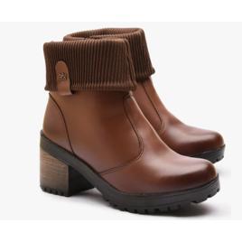 Bota Coturno Feminina Canelada Estilosa E Confortável