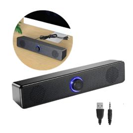Caixa De Som Gamer Para Computador Pc Soundbar Usb Led Preto