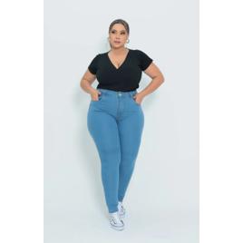 Calça Plus Size Jeans Cintura Alta Elastano Lycra Modeladora