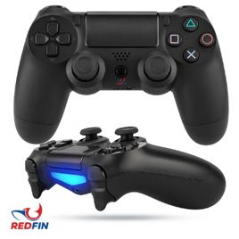 Controle Sem Fio Joystick Bluetooth Para Ps4 Videogame Tv Samsung Pc P4 Ps 4 Dual Shock Manete Pc Gamer Tv Smart Controle Bluetooth Celular Headset Sem Fio Com P2 - Marca Redfin Preto
