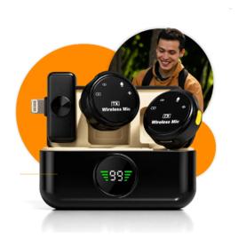 Microfone bluetooth Lapela Redondo Imã Sem Fio Preto Duplo Anti Ruído Cor Preto - Tipo-C