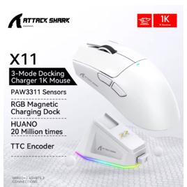 Mouse Gamer Attack Shark X11 Branco 22000 Dpi Usb Bluetooth Branco