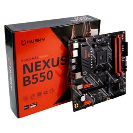 Placa-Mãe Husky Nexus B550, M.2 NVMe, DDR4 3200MHz, Ryzen 5000/3000, Micro-ATX, HDMI/DP, 64GB Dual Channel