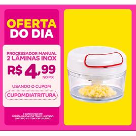 Processador Triturador Fatiador Picador Moedor De Temperos Legumes Frutas Alimentos Alho Cebola Manual 2 Lâminas Aço Inox - BMAX