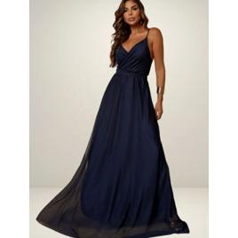 Vestido Feminino Festa Longo Tule Com Alça Casual